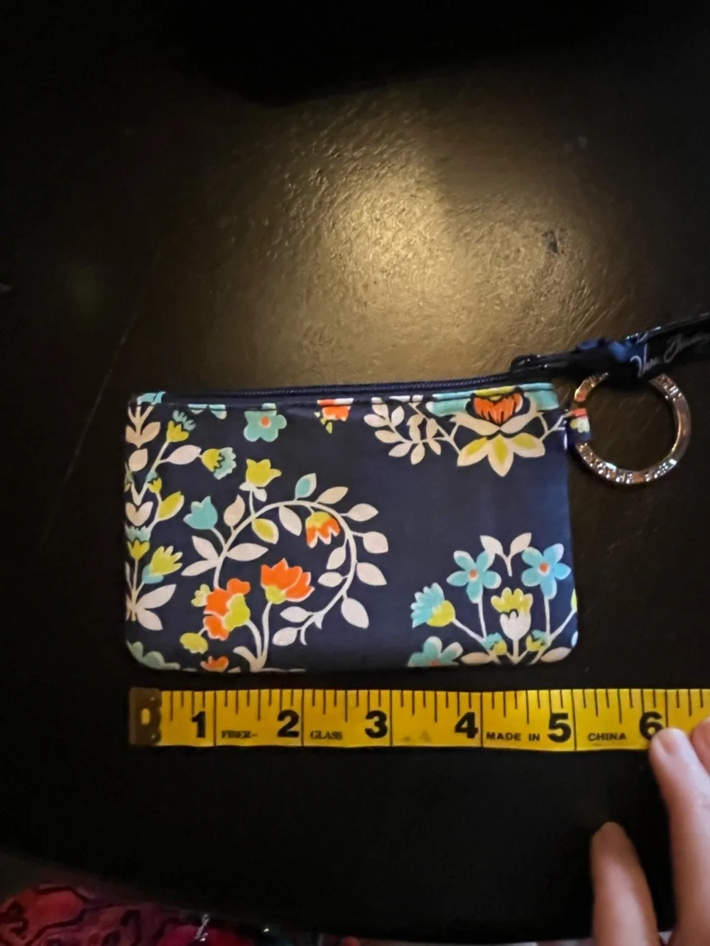 Vera Bradley Navy Floral ID Zip Wallet Keychain - Picture 4 of 5